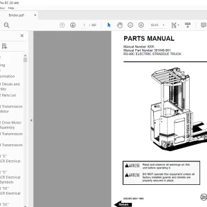  BT Prime-Mover Forklift RS-40C ELECTRIC STRADDLE TRUCK PARTS MANUAL 9205