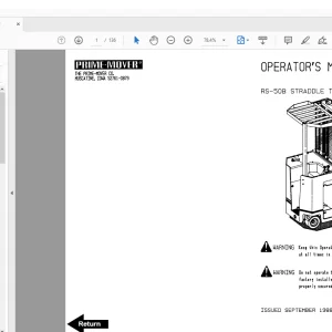 BT Prime-Mover Forklift RS-50B Straddle Truck Operators Manual – PDF DOWNLOAD