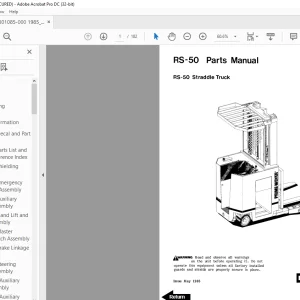 BT Prime-Mover Forklift RS-50 Straddle Truck Parts Manual - PDF DOWNLOAD