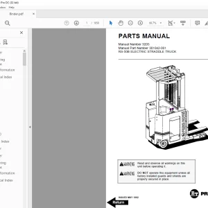 BT Prime-Mover Forklift RS-50B ELECTRIC STRADDLE TRUCK PARTS MANUAL