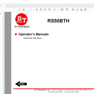 BT Prime-Mover Forklift RS50BTH Operator's Manual - PDF DOWNLOAD