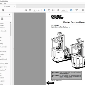  BT Prime-Mover Forklift RTX35/45 Electric Stand-Up Rider Truck Master Service Manual