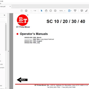 BT Prime-Mover Forklift SC 10 / 20 / 30 / 40 Operator’s Manual