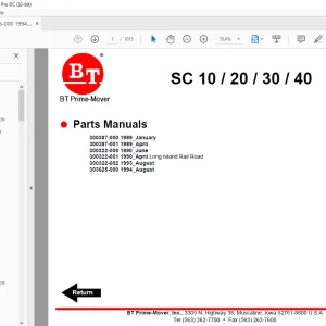 BT Prime-Mover Forklift SC 10 / 20 / 30 / 40 Parts Manual - PDF DOWNLOAD