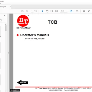 BT Prime-Mover Forklift TCB ELECTRIC TUGGER CAR BODY CARRIER Operator’s Manual