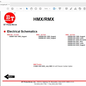 BT Prime-Mover HMX/RMX Electrical Schematics Manual - PDF