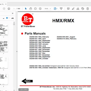 BT Prime-Mover HMX/RMX Parts Manual - PDF DOWNLOAD