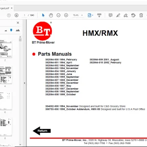 BT Prime-Mover HMX/RMX Parts Manual - PDF DOWNLOAD