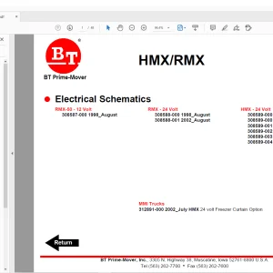 BT Prime-Mover HMX/RMX Electrical Schematic Manual - PDF DOWNLOAD