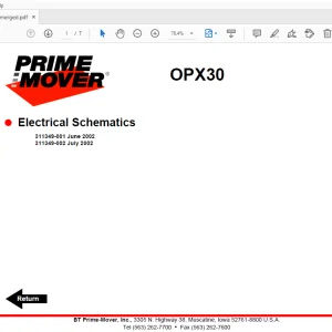 BT Prime-Mover OPX30 Electrical Schematics Manual - PDF