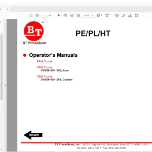 BT Prime-Mover PE80 Electric Low Lift Truck Operator Manual - PDF DOWNLOAD