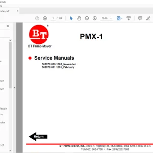 BT Prime-Mover PMX-1 Electric Low Lift Truck Service Manual