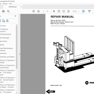 BT Prime-Mover PMX-2 PALLET TRUCK Service Manual
