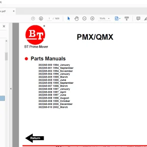 BT Prime-Mover PMX Electric Low Lift Pallet Truck Part Manual - PDF DOWNLOAD
