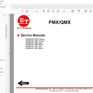 BT Prime-Mover PMX ELECTRIC LOW LIFT PALLET TRUCK Service Manual