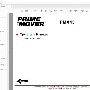 BT Prime-Mover PMX45 Electric Low Lift Pallet Truck Operator’s Manual