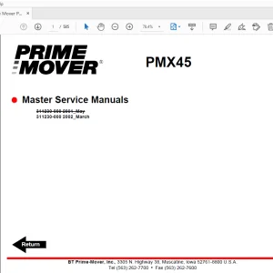 BT Prime Mover PMX45 Master Service Manual - PDF