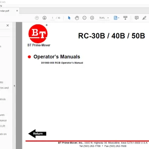 BT Prime-Mover RC 30B  40B  50B Operator’s Manual - PDF DOWNLOAD