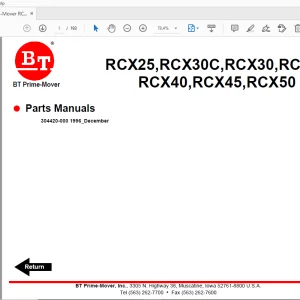 BT Prime-Mover RCX25,RCX30C,RCX30,RCX35,RCX40,RCX45,RCX50 Parts Manual - PDF