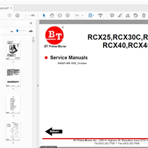 BT Prime-Mover RCX25,RCX30C,RCX30,RCX35,RCX40,RCX45 Service Manual - PDF