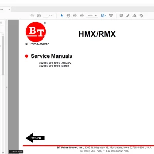 BT Prime-Mover RMX/HMX Electric Low Lift Pallet Truck Service Manual - PDF DOWNLOAD