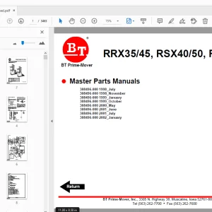 BT Prime-Mover RRX35/45,RSX40/50,RDX30 Master Parts Manual - PDF