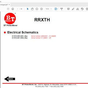 BT Prime-Mover RRXTH Electrical Schematics Manual - PDF
