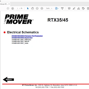 BT Prime-Mover RTX35/45 Electrical Schematics Manual - PDF