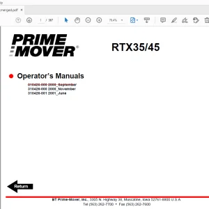 BT Prime Mover RTX35/45 Operator's Manual - PDF DOWNLOAD