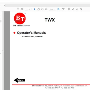 BT Prime-Mover TWX Electric Walkie Tow Tractor Operator’s Manual
