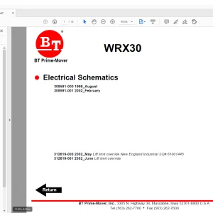 BT Prime-Mover WRX30 Electrical Schematic Manual - PDF DOWNLOAD
