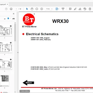 BT Prime-Mover WRX30 Electrical Schematics Manual - PDF DOWNLOAD