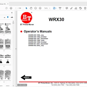 BT Prime-Mover WRX30 Operator’s Manual - PDF DOWNLOAD
