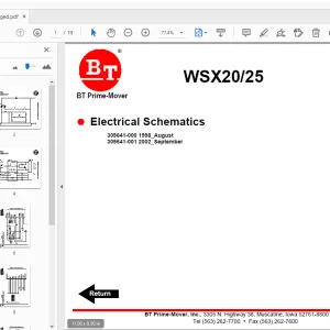 BT Prime-Mover WSX20/25 Electrical Schematics Manual - PDF