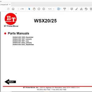BT Prime-Mover WSX20/25 Parts Manual - PDF DOWNLOAD
