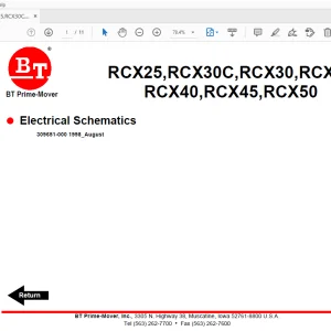 BT RCX25,RCX30C,RCX30,RCX35,RCX40,RCX45,RCX50 Schematics Manual - PDF