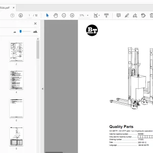 BT SH 8ETP/SH 8TP with 1 or 2 hydraulic operation Quality Parts Manual - PDF