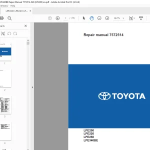 BT Toyota Electric Forklift LPE200 LPE220 LPE250 LPE340BE Repair Manual 7572514