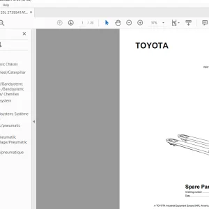 BT Toyota Forklift Hadtruck HT20L Parts Manual  PDF