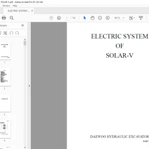 DAEWOO HYDRAULIC EXCAVATOR SOLAR-V ELECTRIC SYSTEM MANUAL