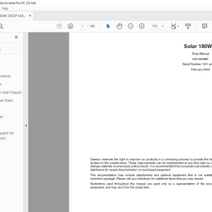 Daewoo Solar 210W-V Shop Manual 023-00068E - PDF DOWNLOAD