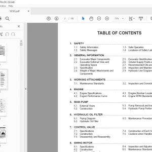 Daewoo Excavator Solar 030 Plus and 035 Serial Shop Manual