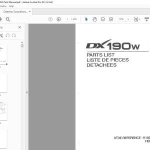 Daewoo Excavators DX 190W Parts Manual - PDF DOWNLOAD
