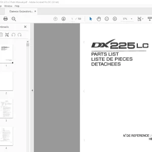 Daewoo Excavators DX 225 LC Parts Manual - PDF DOWNLOAD