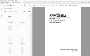 Daewoo Excavators DX 35 Z Parts Manual K1027389EF - PDF
