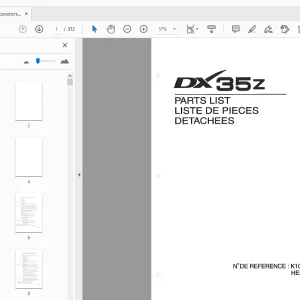Daewoo Excavators DX 35 Z Parts Manual K1027389EF - PDF