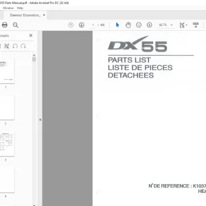Daewoo Excavators DX55 Parts Manual  - PDF DOWNLOAD
