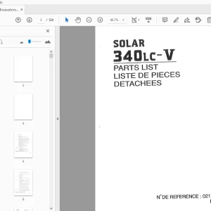 Daewoo Excavators S340LC-V Parts Manual - PDF DOWNLOAD