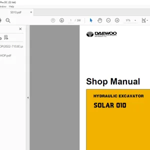 Daewoo HYDRAULIC EXCAVATOR SOLAR 010 Shop Manual - PDF DOWNLOAD