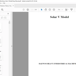 Daewoo Heavy Inderstries & Machinery Solar V Model Shop Manual